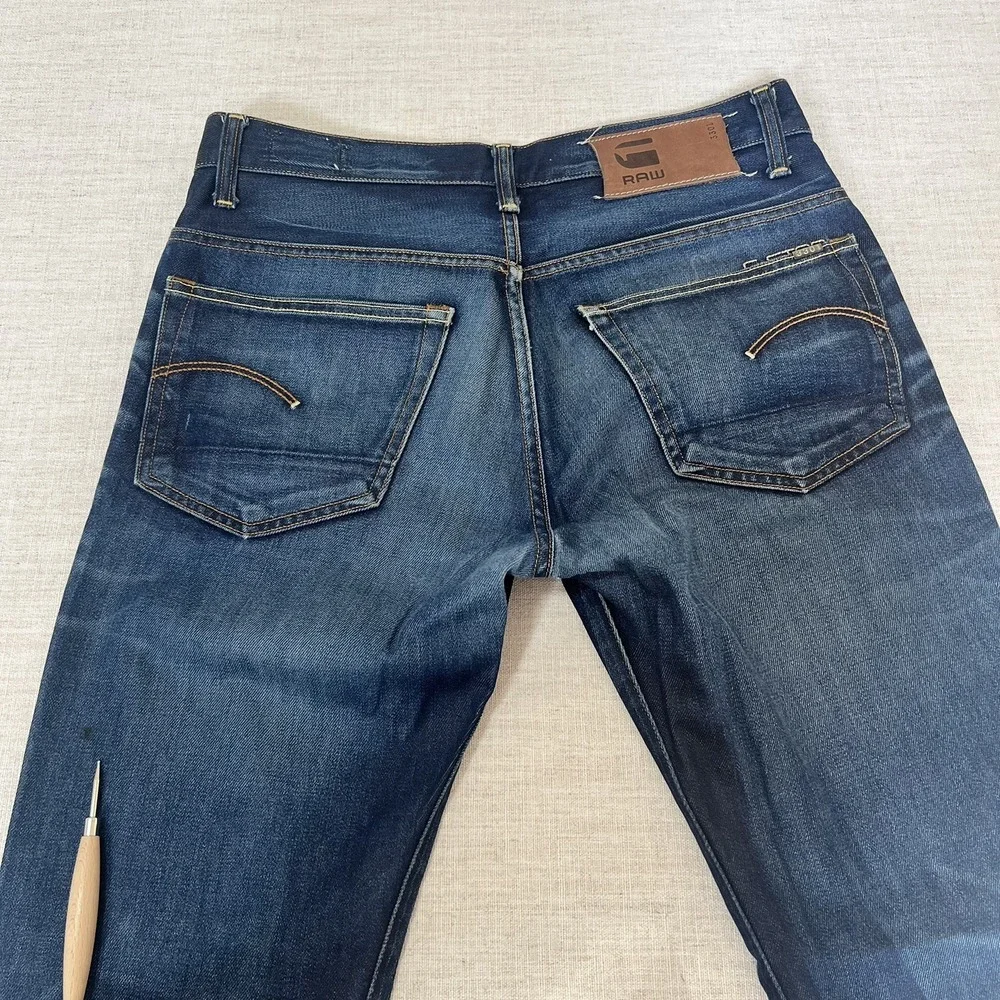 G-Star Raw '3301 STRAIGHT' Mens Straighg Dark Blue Button Fly Size W36 L34